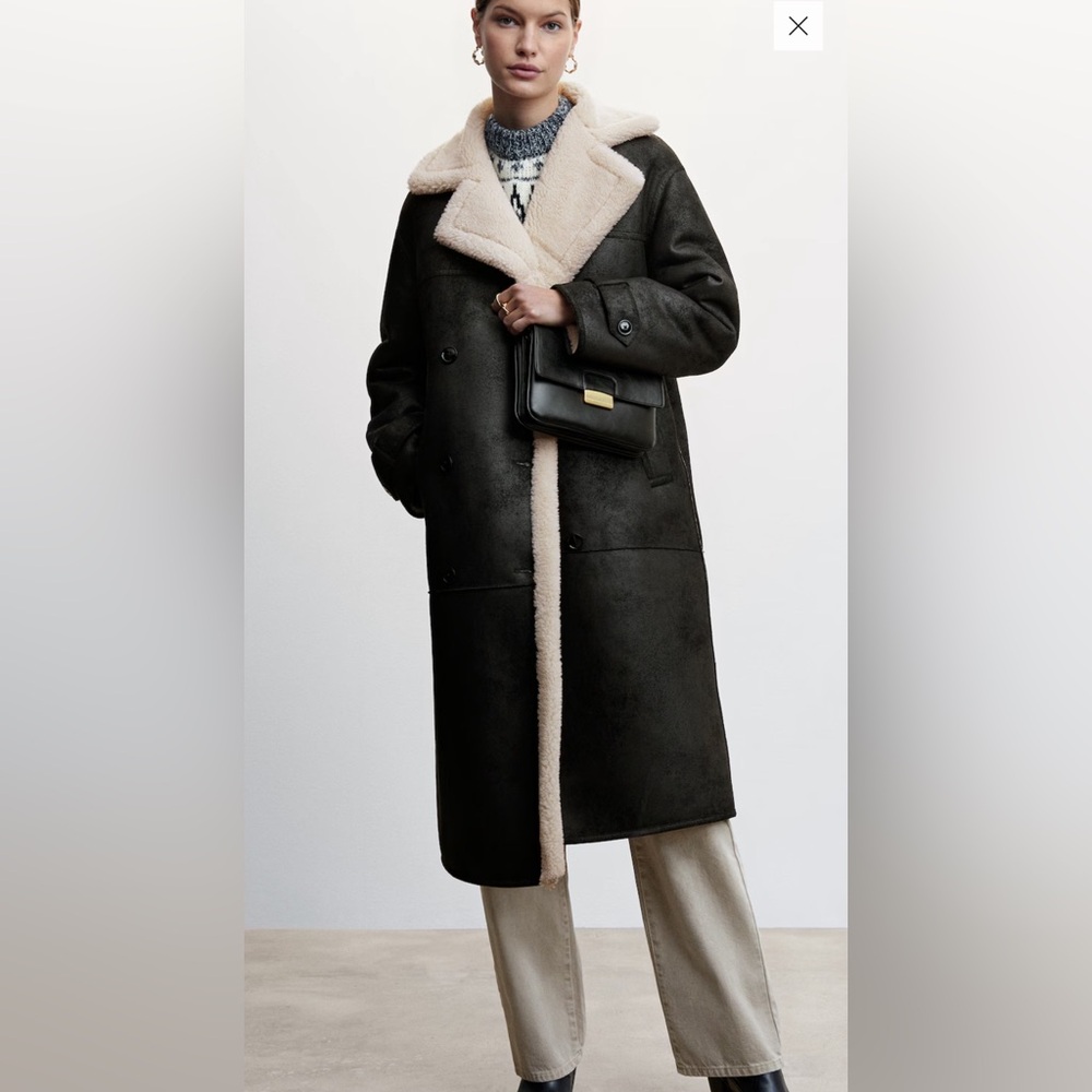 Mango oversized shearling-lined coat, size XS